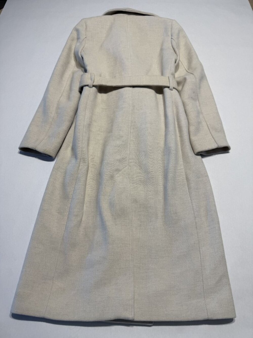 H&M Light Taupe Tie Belt Long Sleeve Longline Coat Women's Size Small - Picture 3 of 6
